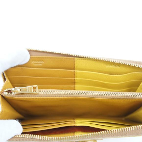 Prada round zip wallet yellow Saffiano - Picture 4 of 7